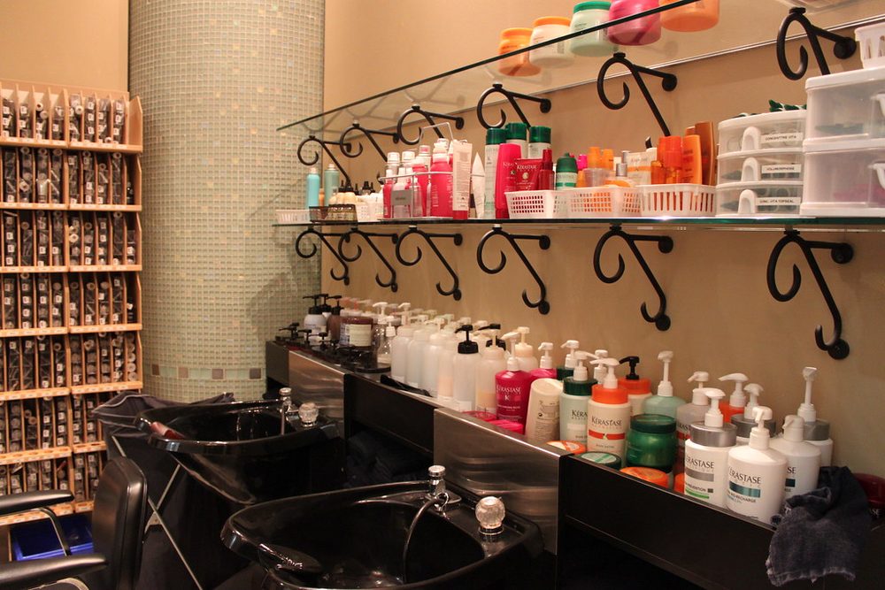 The interior of a hair salon