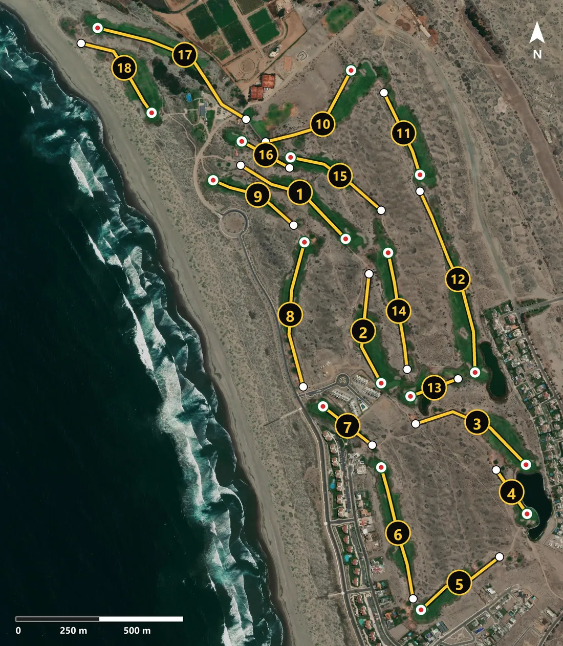 Mapa de la cancha hoyo por hoyo